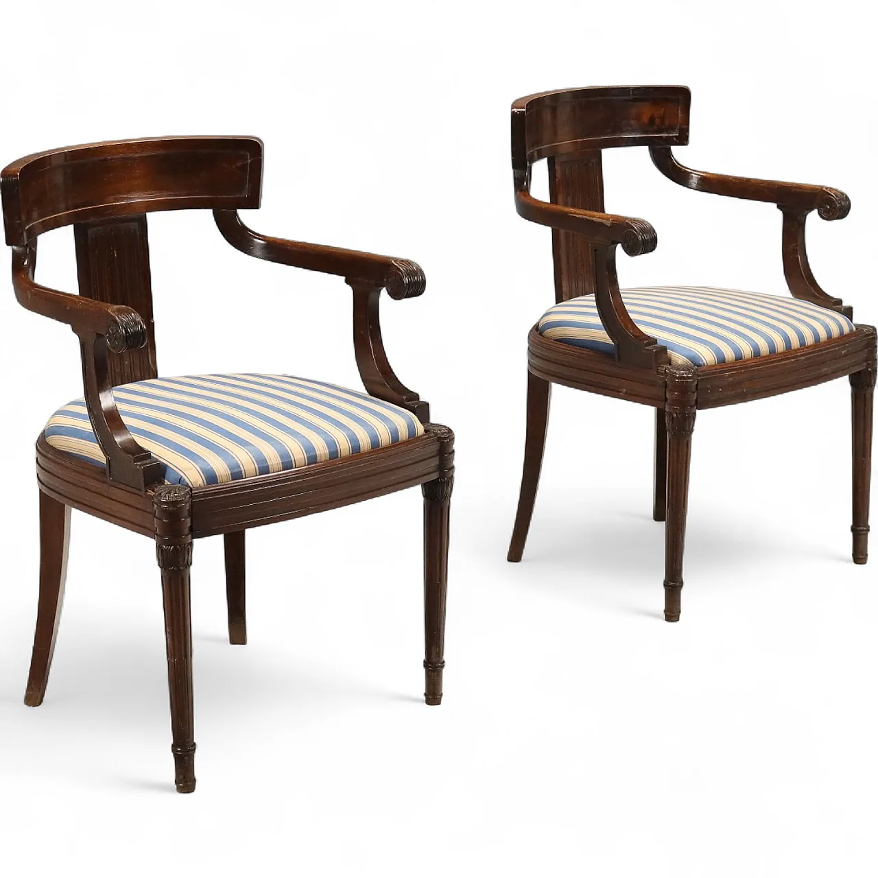 Coppia di poltrone in noce, fine '800 9