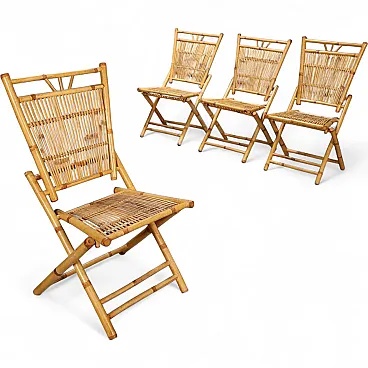 4 Bamboo folding chairs, late 20th century