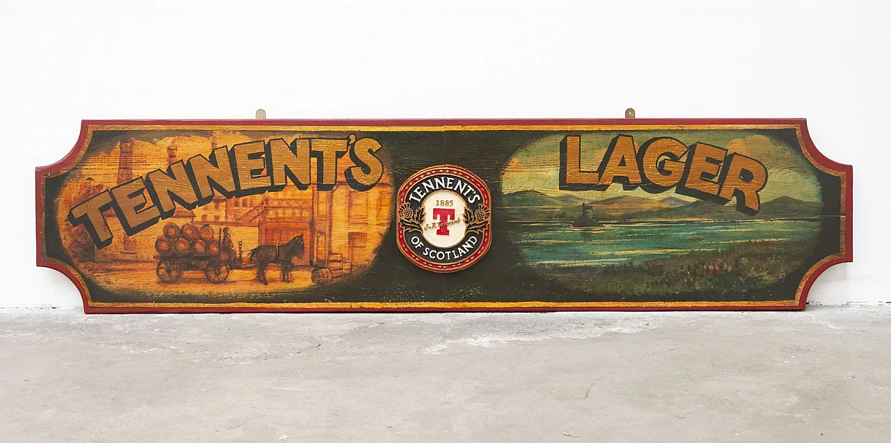 Birra Tennent's Lager, insegna in legno, '900 1