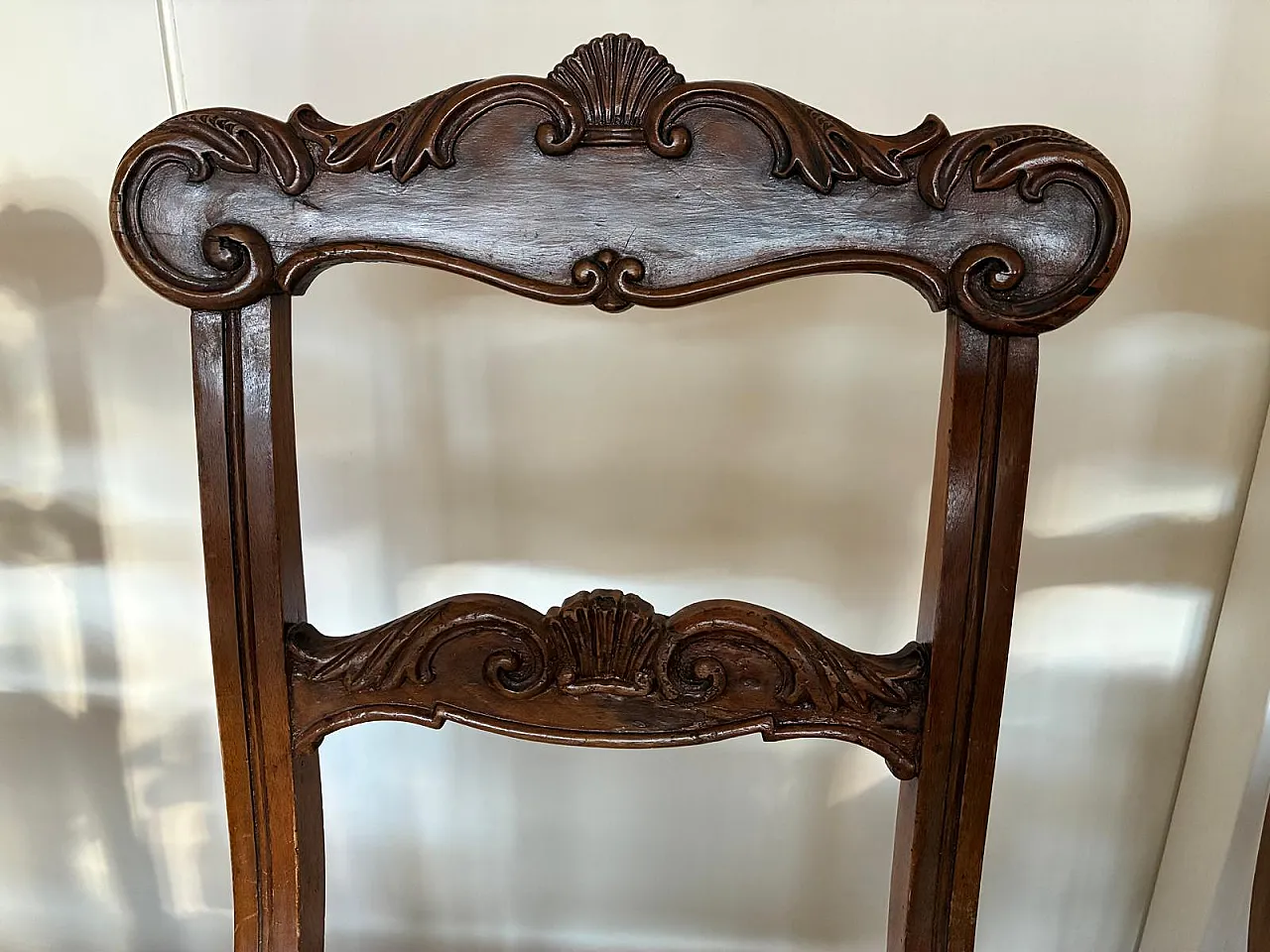 8 sedie Luigi Filippo con sedute in tessuto verde chiaro, '800 6