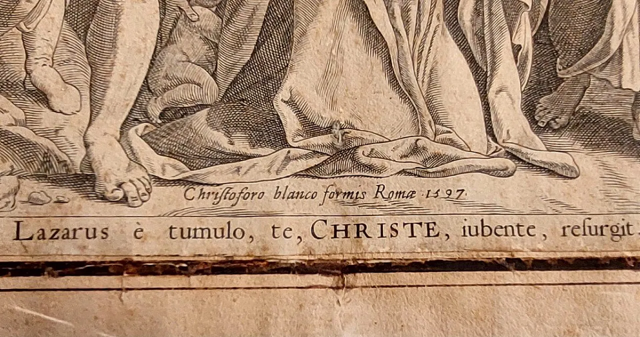 Resurrezione di Lazzaro, incisione di Cristoforo Bianco, '500 3
