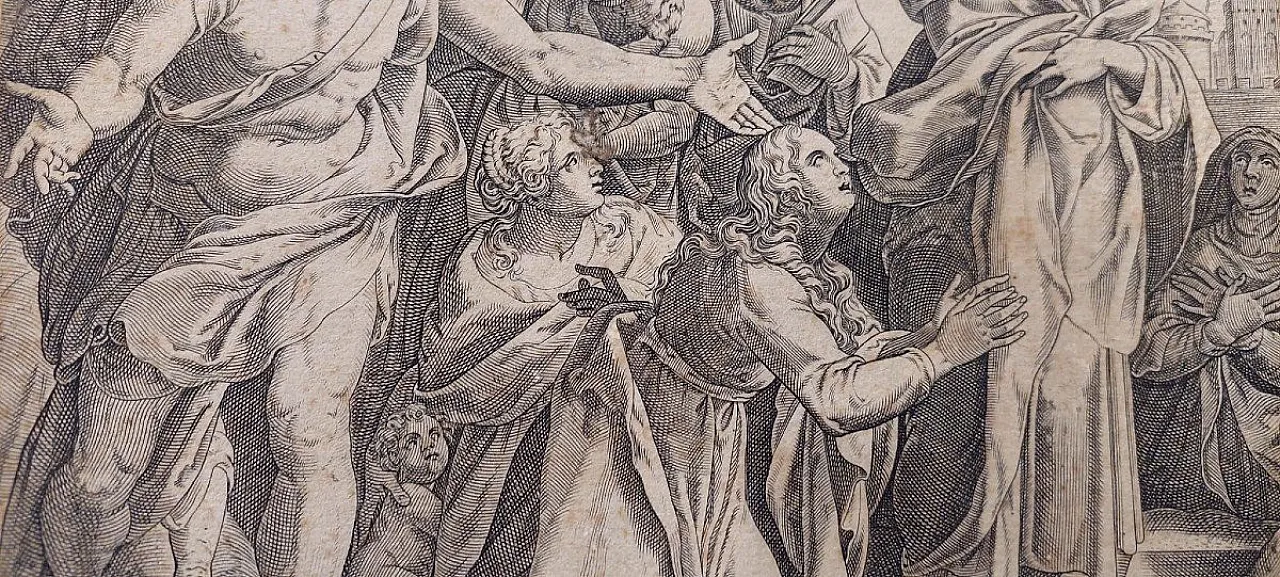 Resurrezione di Lazzaro, incisione di Cristoforo Bianco, '500 6