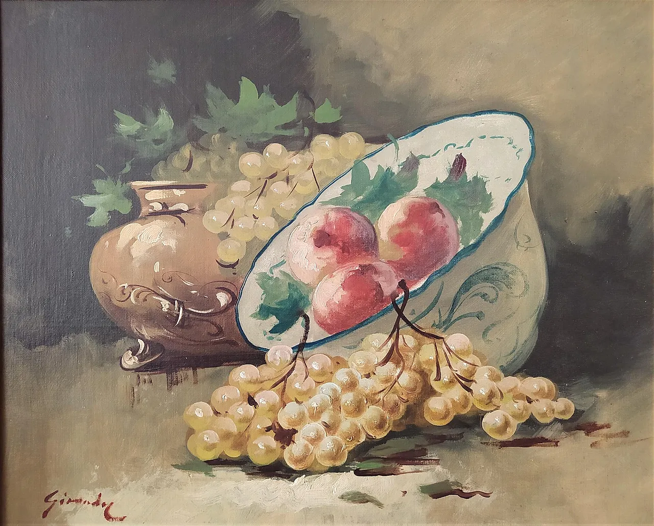 Still Life with Grapes, oil on canvas, 19th century 2