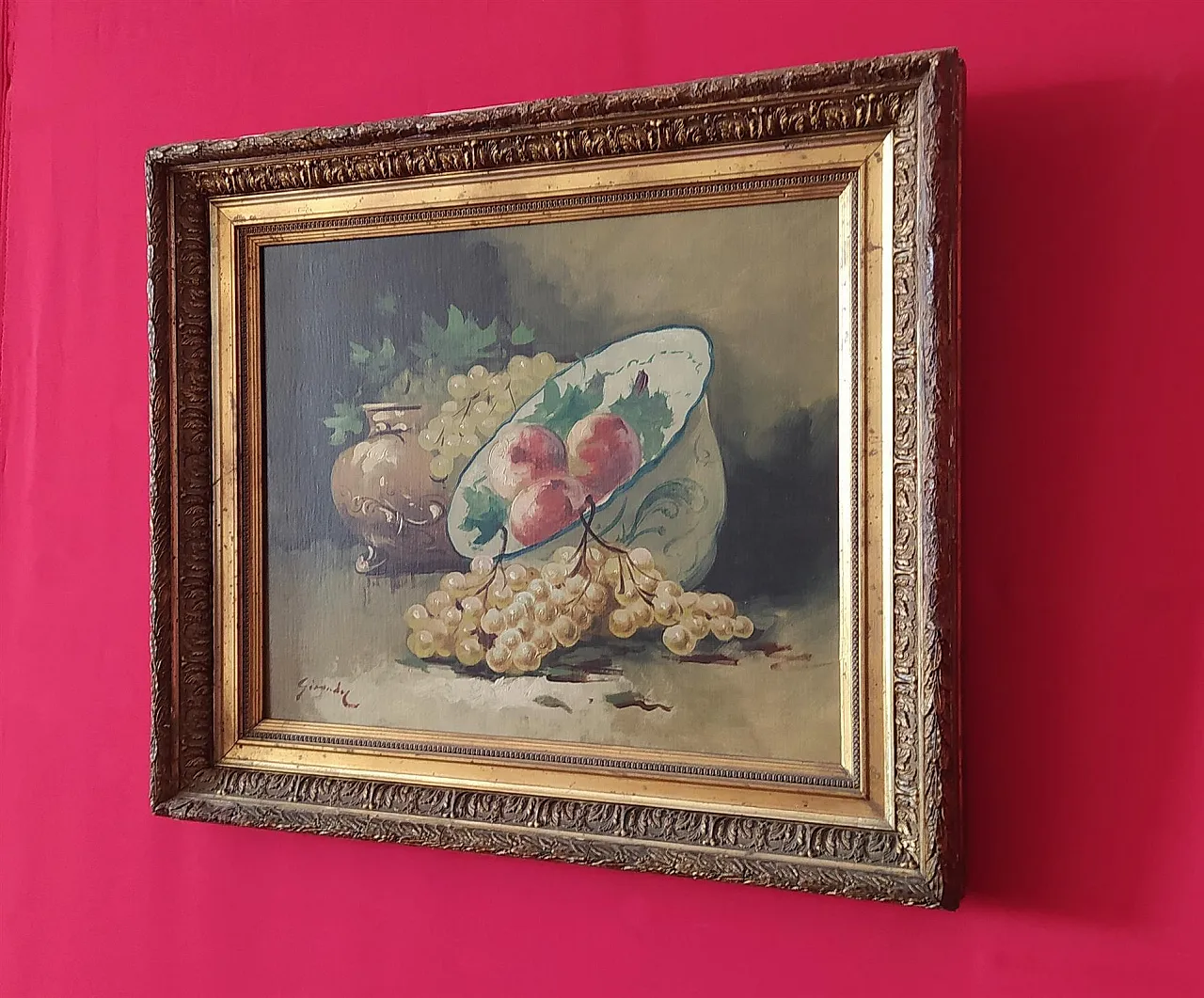 Still Life with Grapes, oil on canvas, 19th century 4