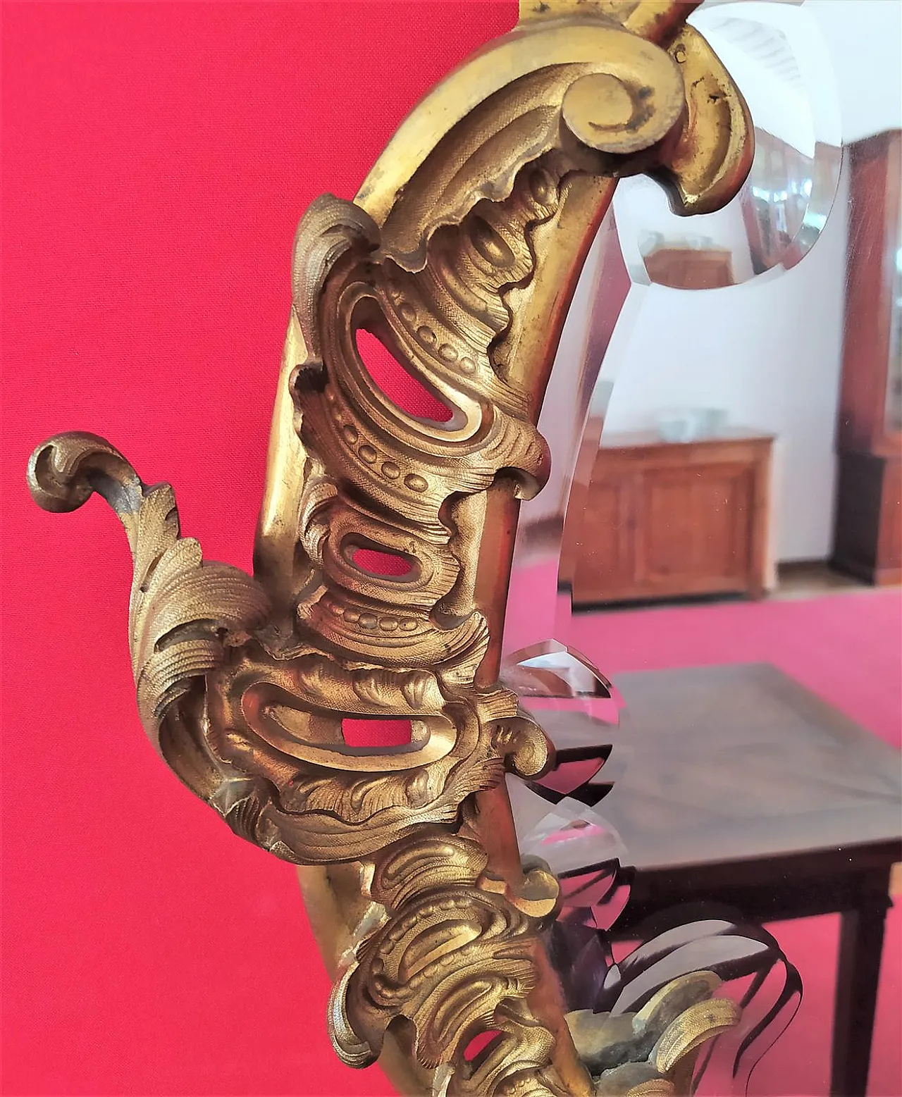 Specchiera in bronzo dorato, '800 3