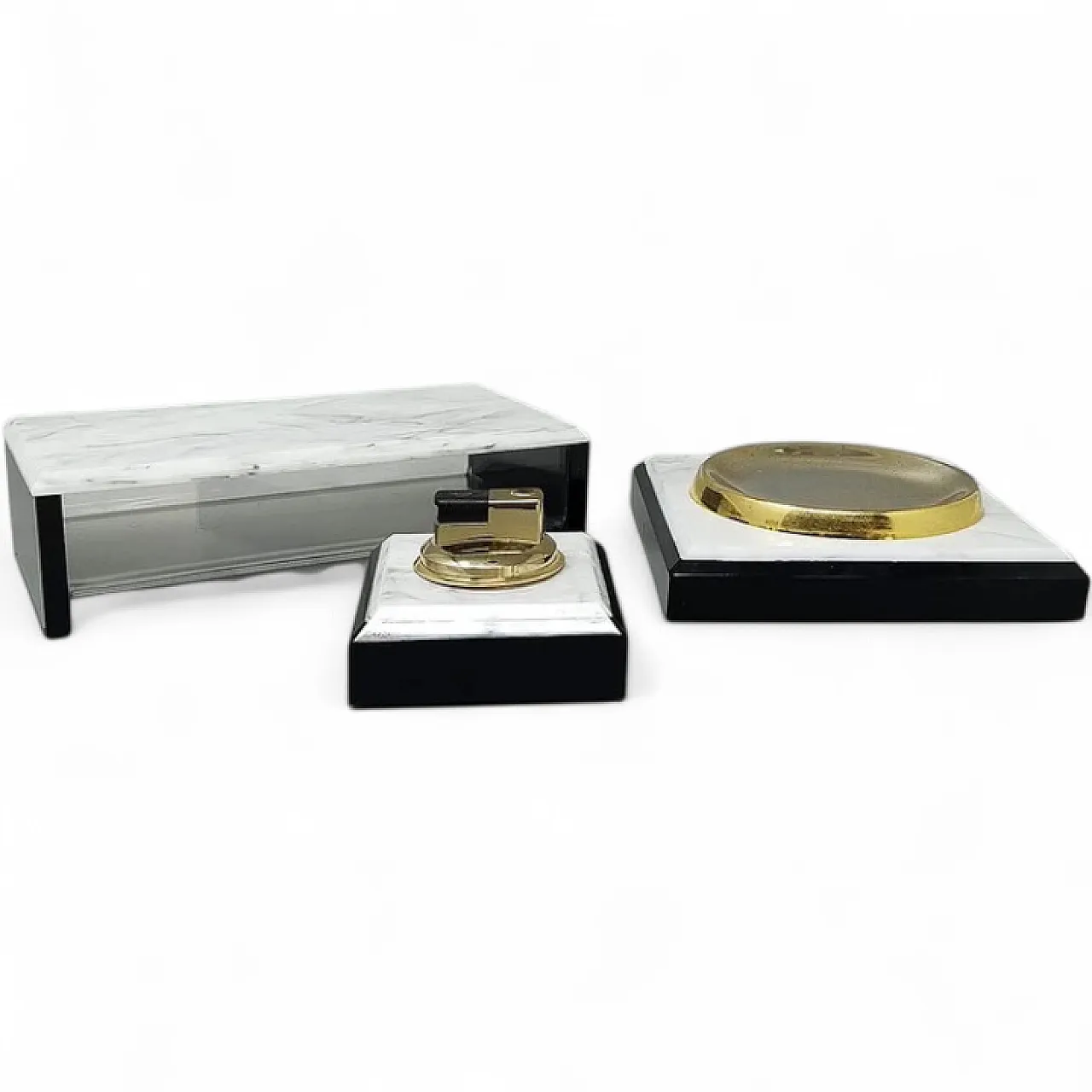 Smoking set in lucite and brass, 1970s 8