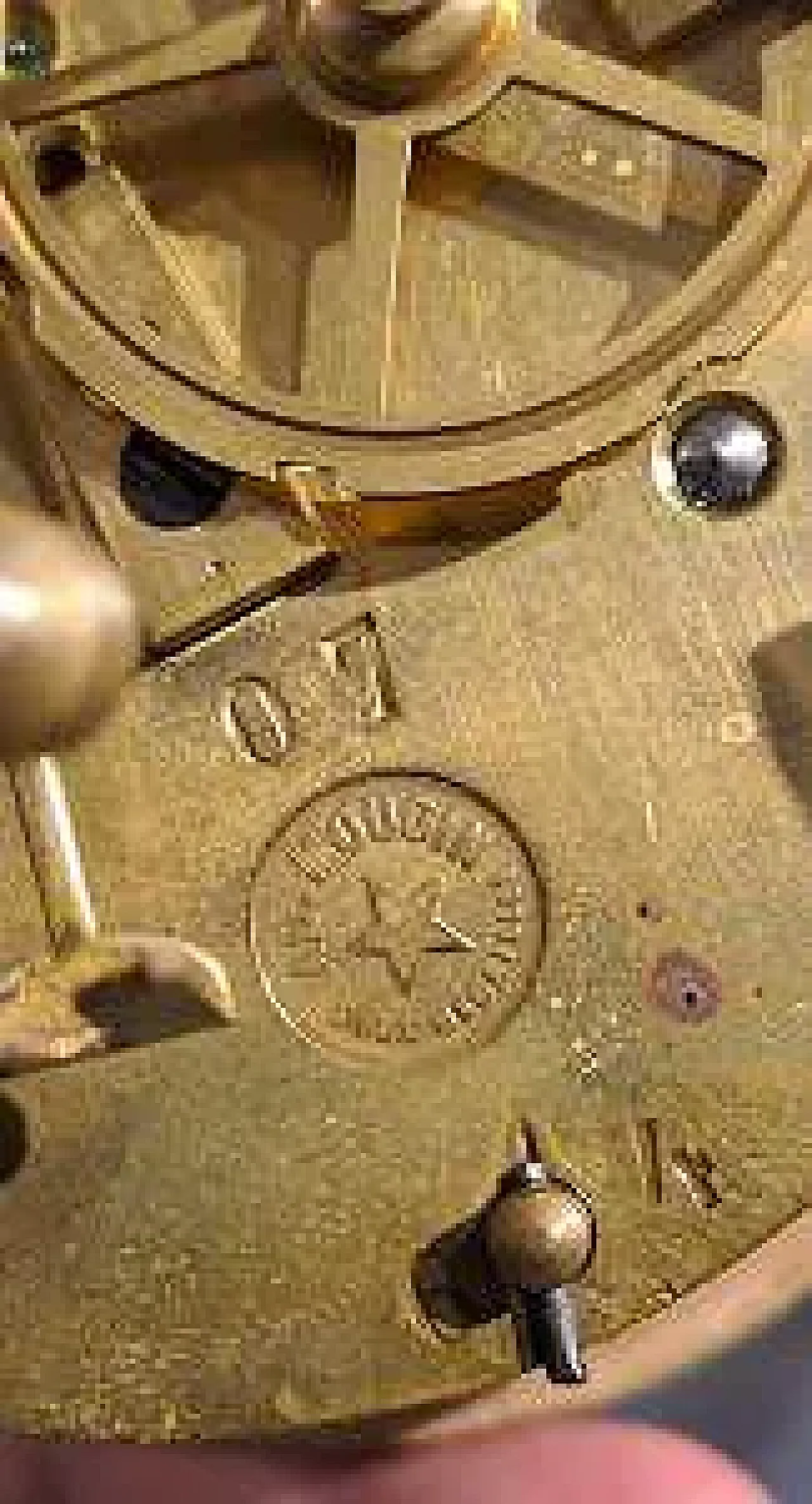 Portico pendulum in mercury gilded bronze, 19th century 2