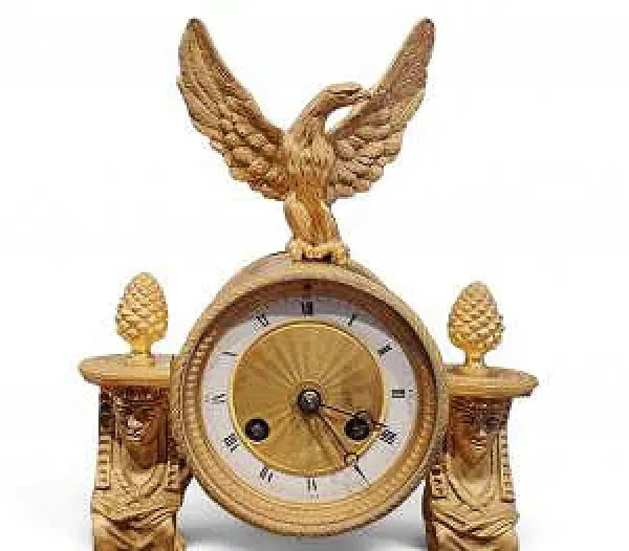 Portico pendulum in mercury gilded bronze, 19th century 3