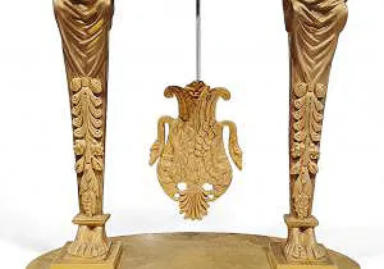 Portico pendulum in mercury gilded bronze, 19th century 4