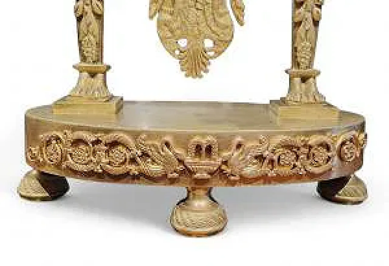 Portico pendulum in mercury gilded bronze, 19th century 6