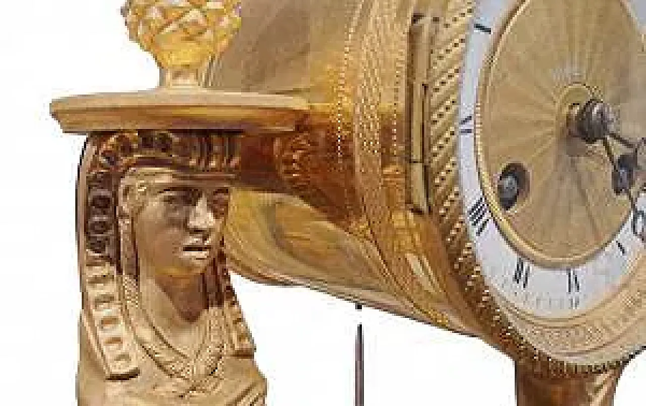 Portico pendulum in mercury gilded bronze, 19th century 8