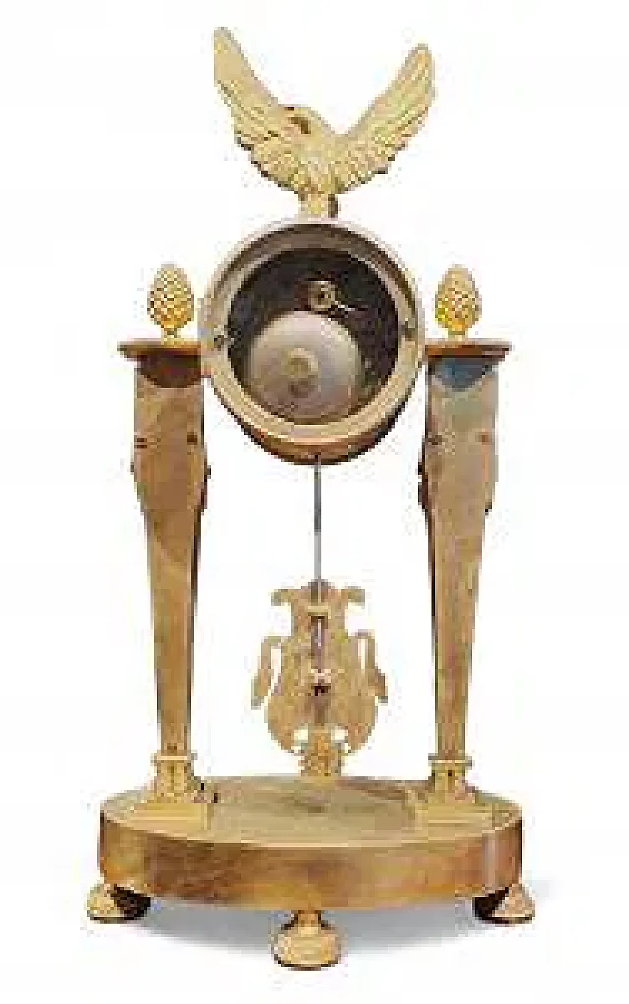 Portico pendulum in mercury gilded bronze, 19th century 10