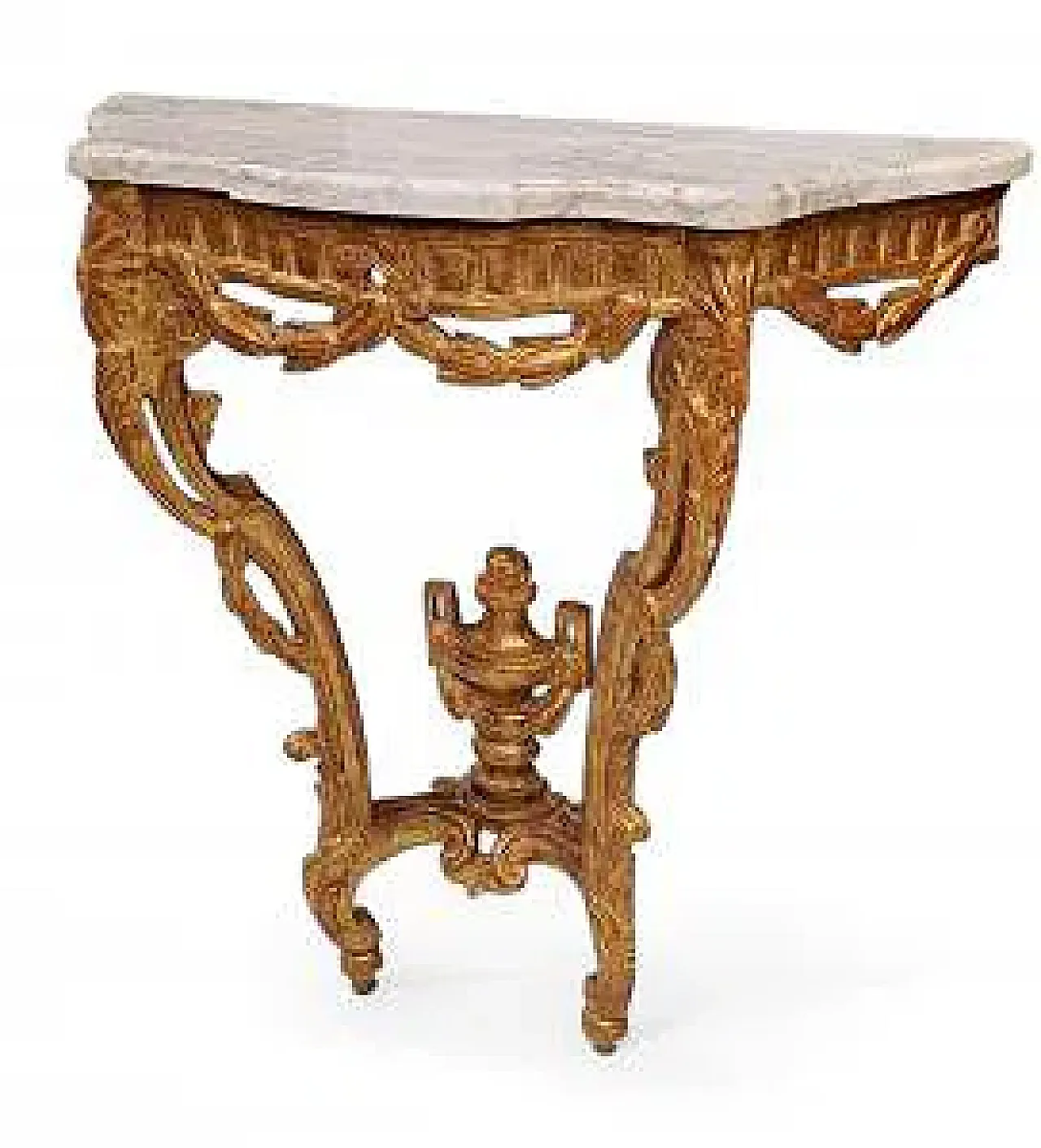 Louis XVI console table in carved and gilded wood, 18th century 2