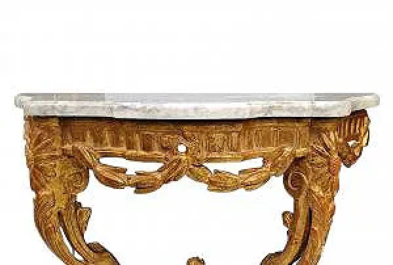 Louis XVI console table in carved and gilded wood, 18th century 3