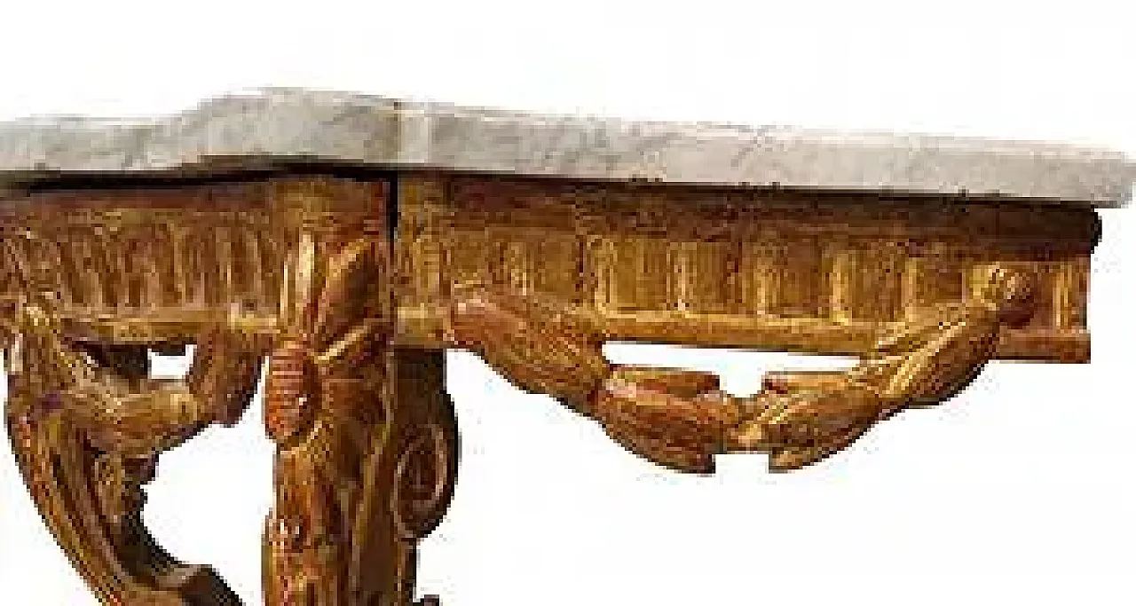 Louis XVI console table in carved and gilded wood, 18th century 6