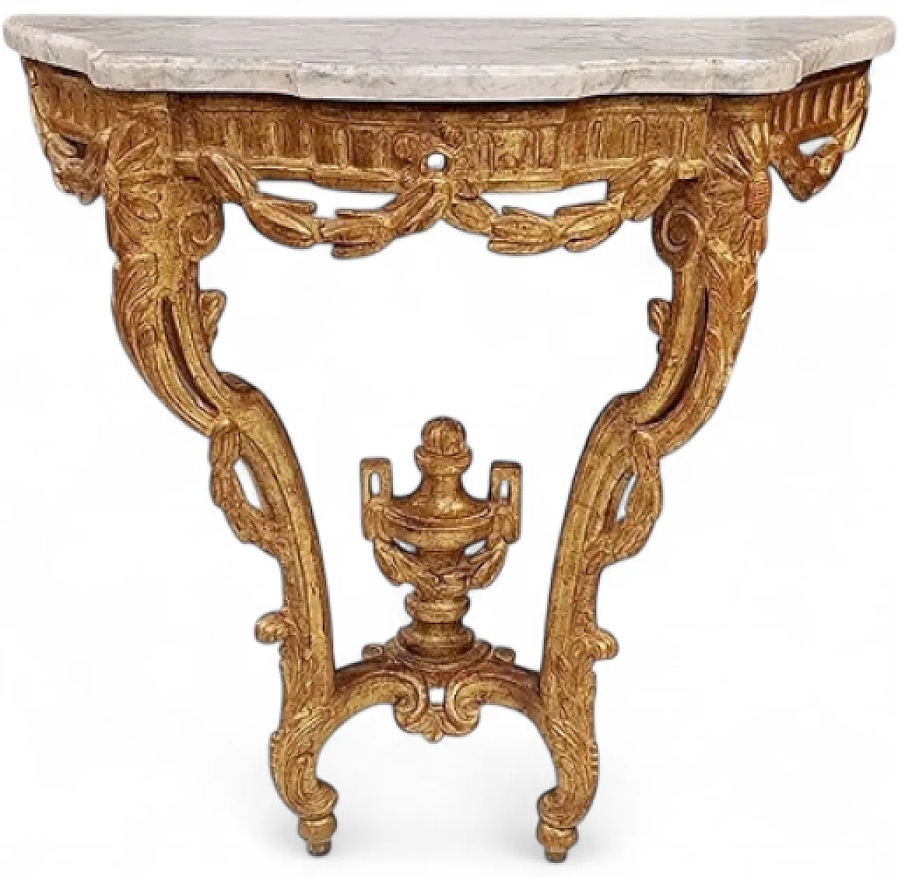 Louis XVI console table in carved and gilded wood, 18th century 21