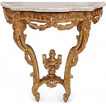 Louis XVI console table in carved and gilded wood, 18th century