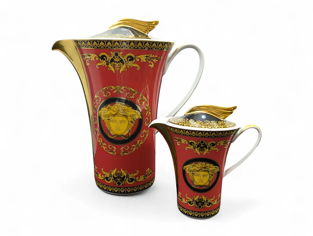 Caffettiera e lattiera in porcellana Rosenthal per Versace, anni '90 1