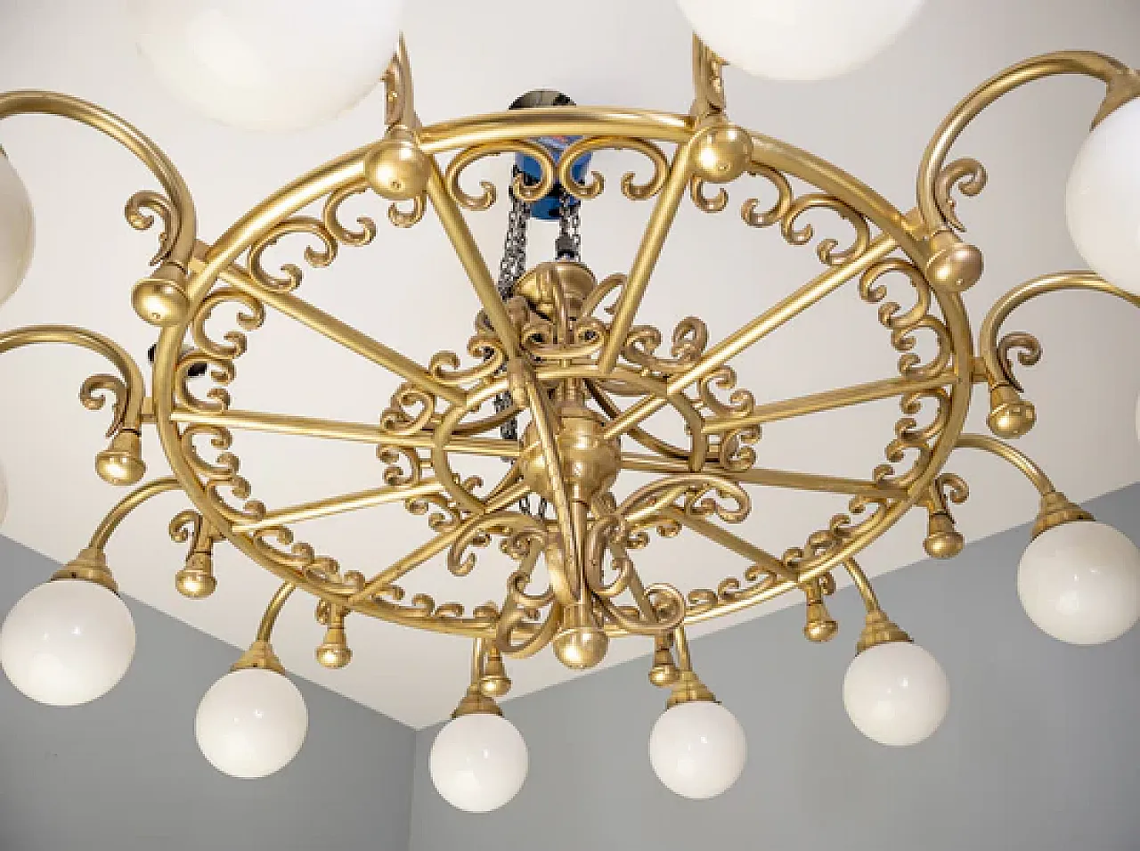 Lampadario decorativo in ottone, anni '80 3