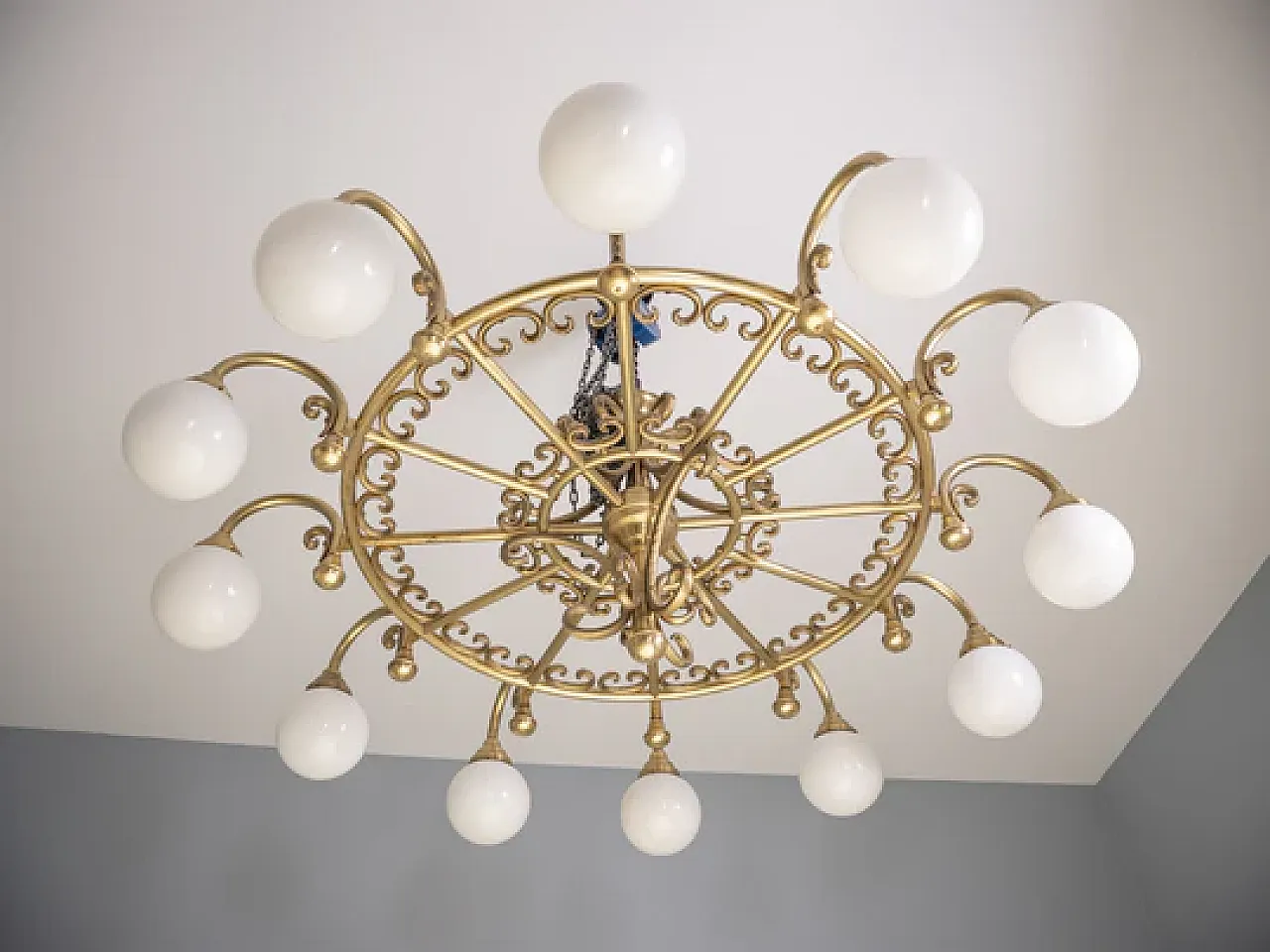 Lampadario decorativo in ottone, anni '80 8