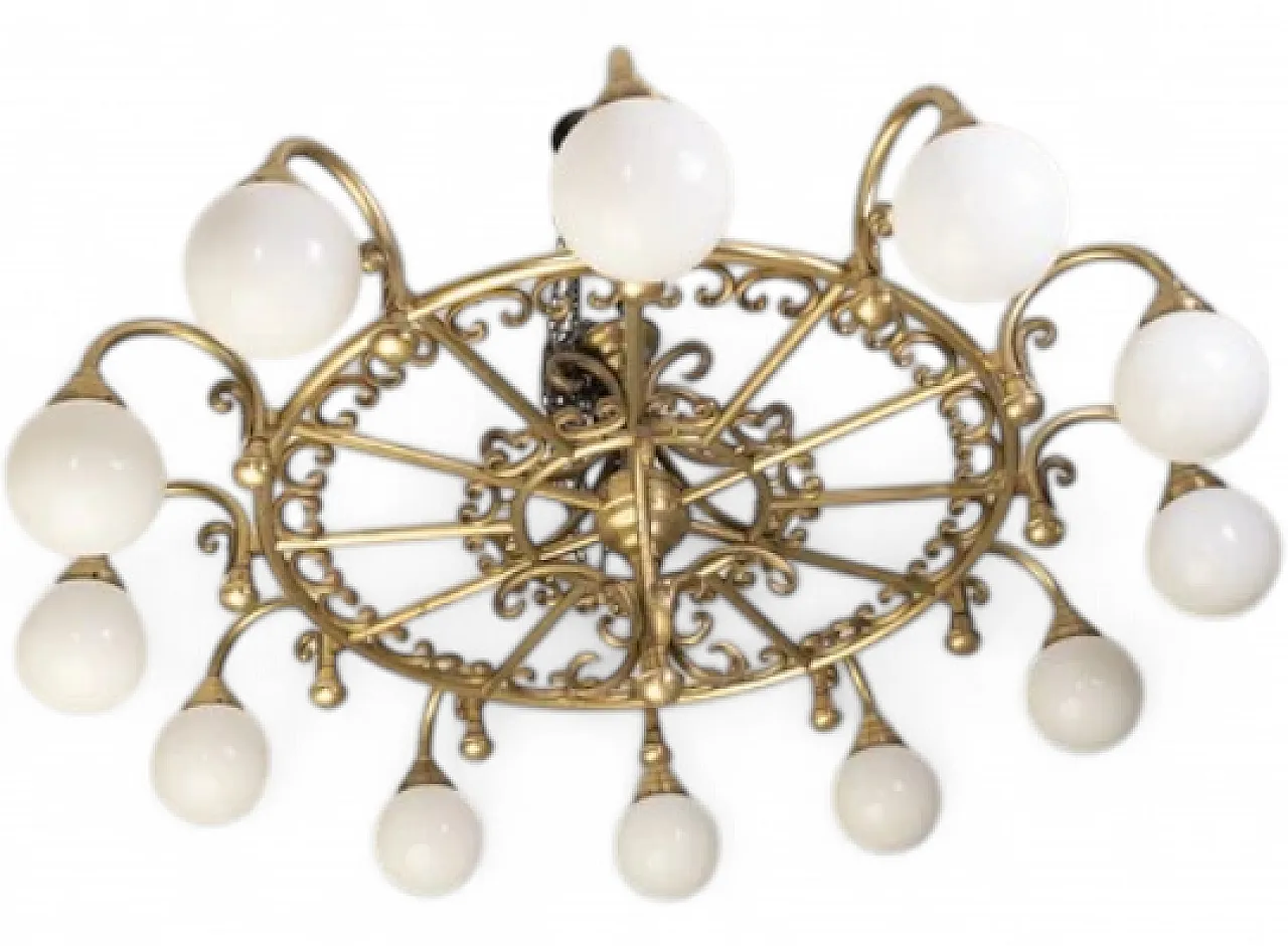 Lampadario decorativo in ottone, anni '80 10