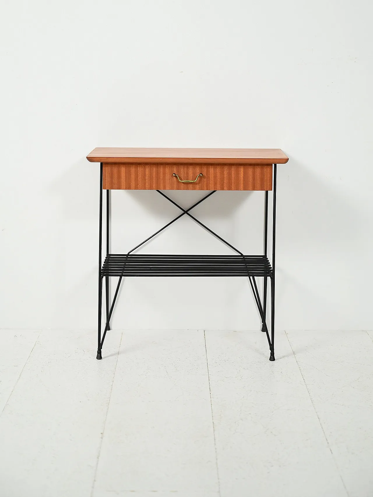 Scandinavian bedside table in mahogany and iron from IKEA, “Rolf” model 2