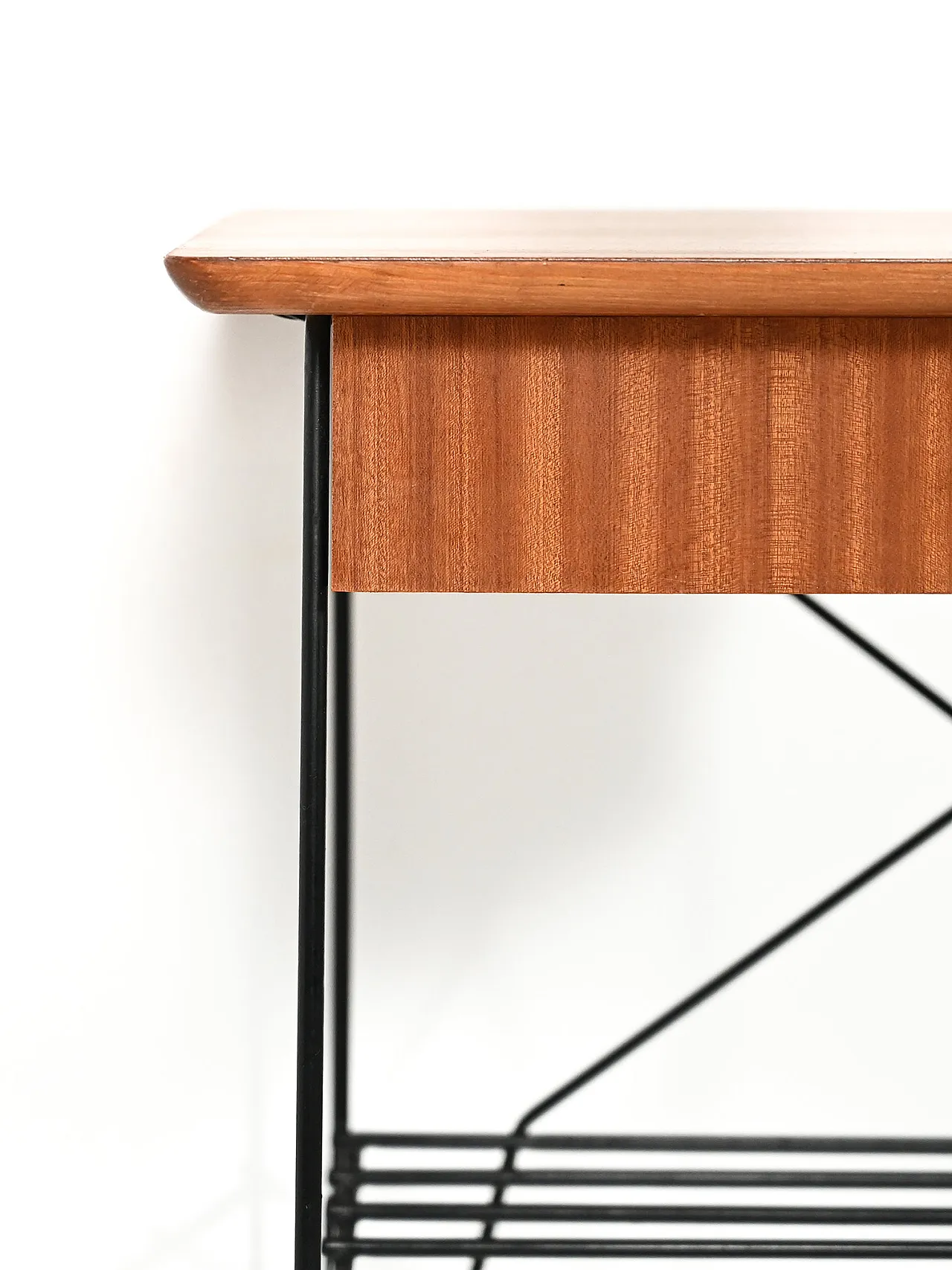 Scandinavian bedside table in mahogany and iron from IKEA, “Rolf” model 5