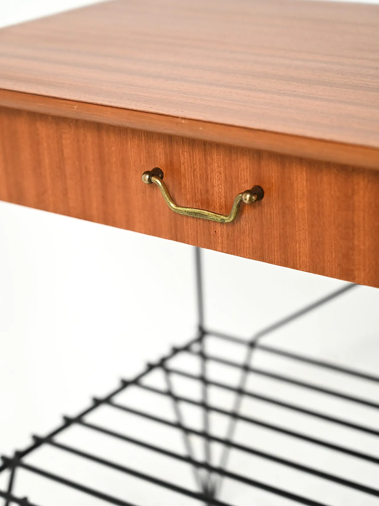 Scandinavian bedside table in mahogany and iron from IKEA, “Rolf” model 8