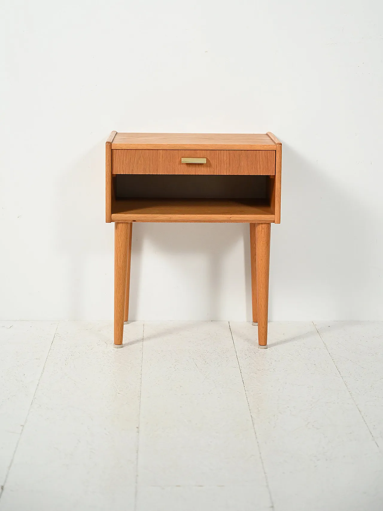 Scandinavian bedside table with brass handle, mid-20th century 2