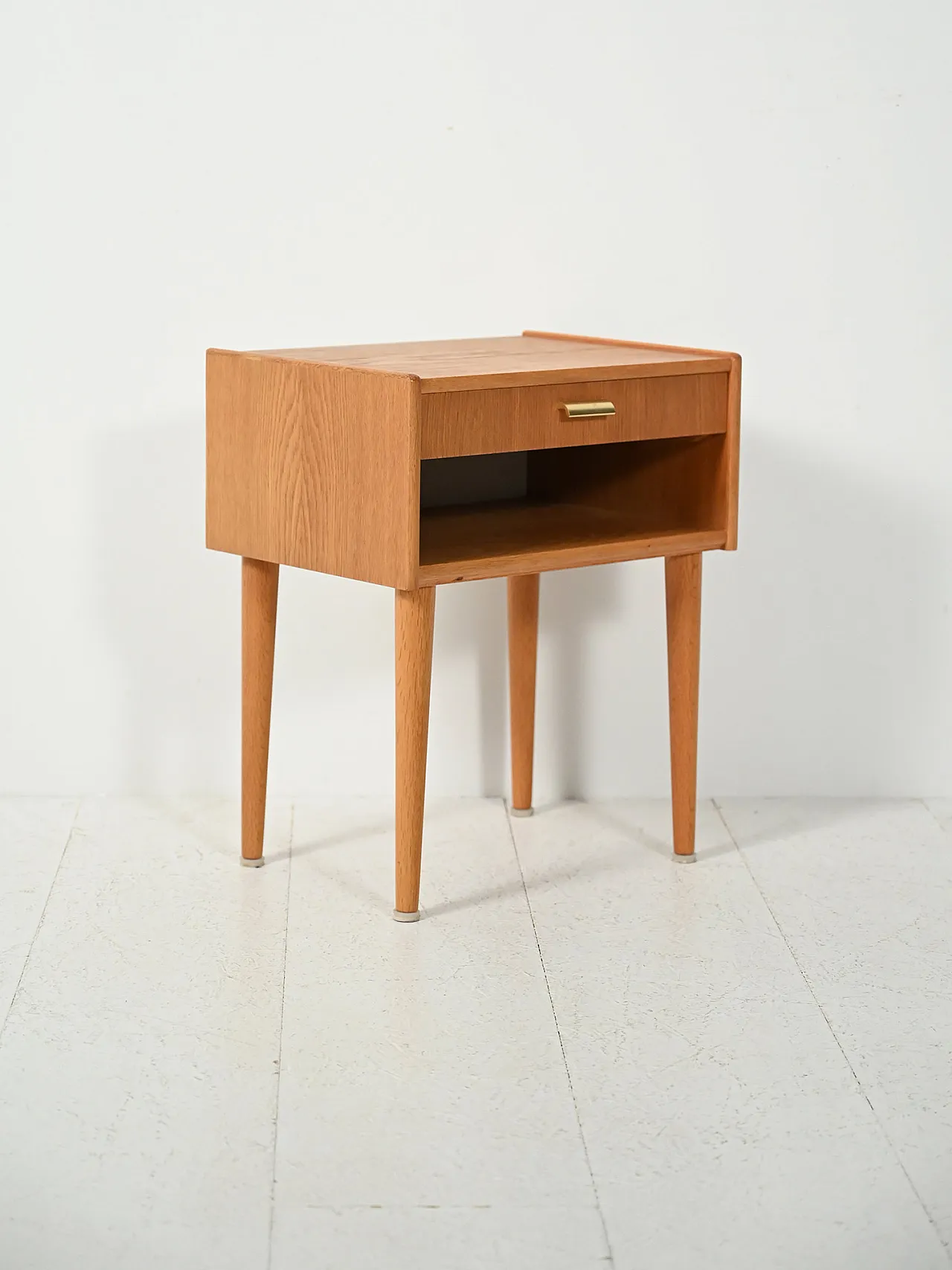 Scandinavian bedside table with brass handle, mid-20th century 3