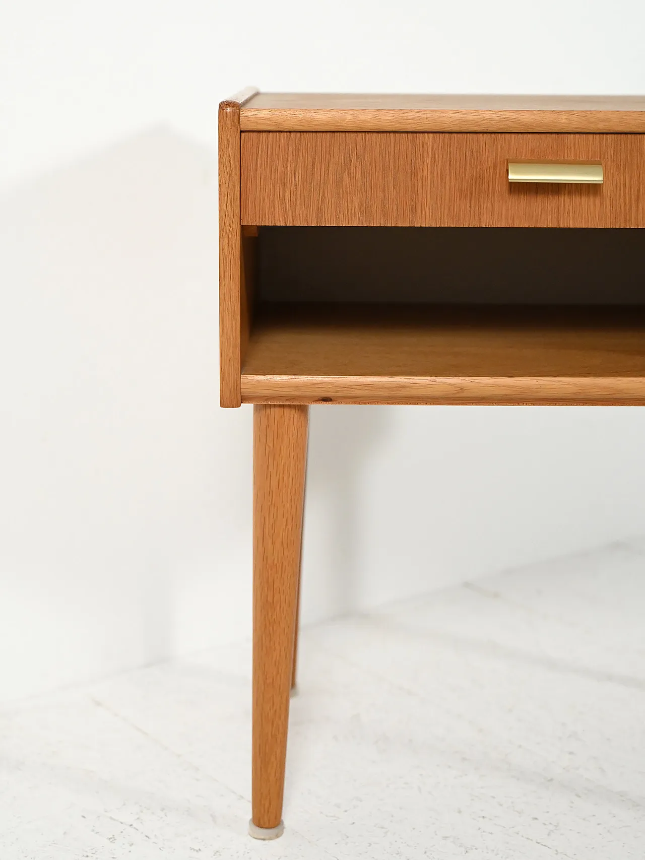 Scandinavian bedside table with brass handle, mid-20th century 5