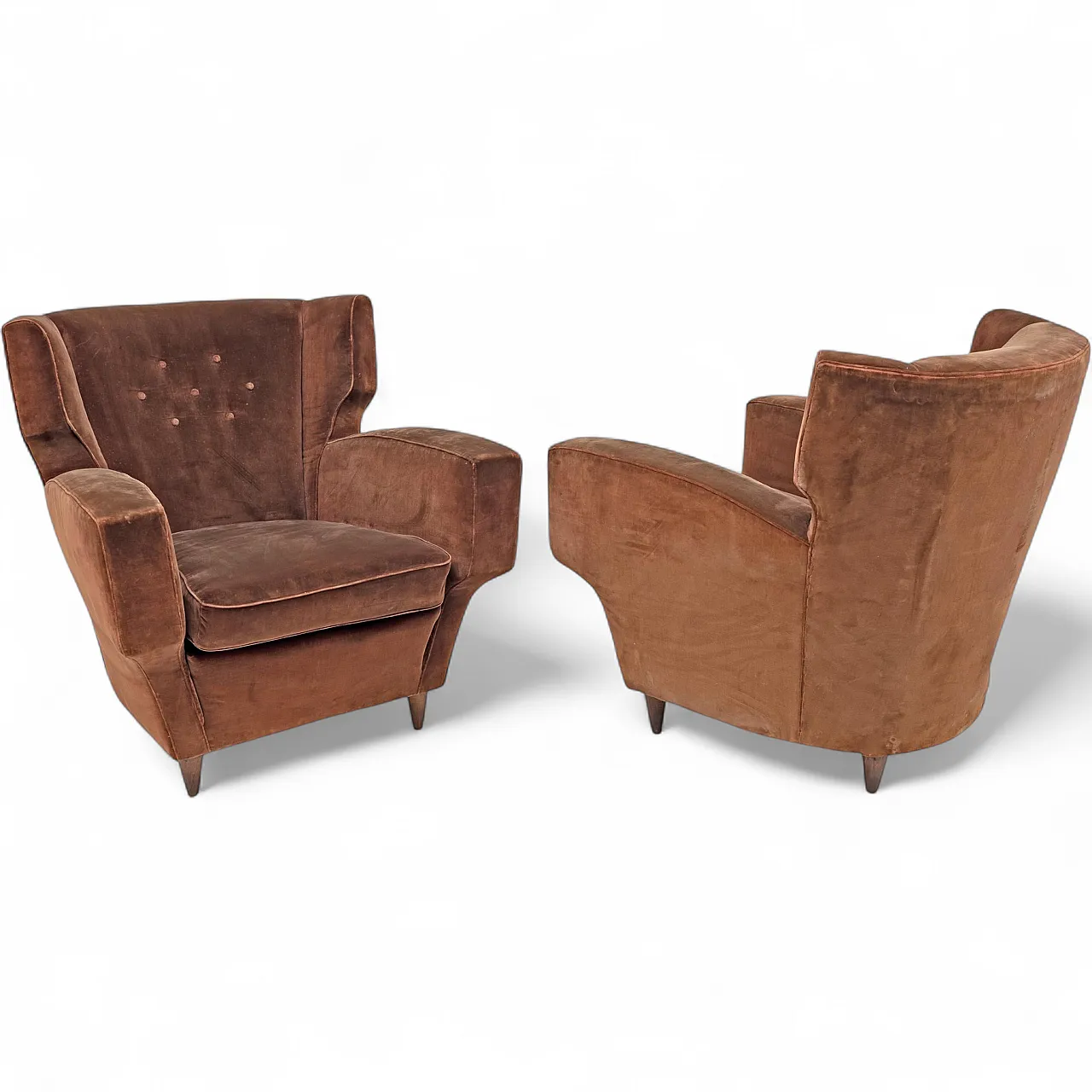 Coppia di poltrone in velluto Melchiorre, anni '50 13