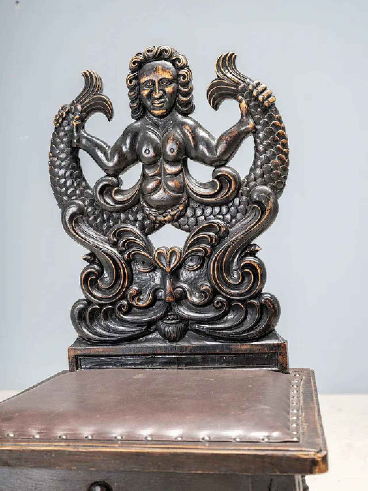Hand-carved chair with siren motif, late 19th century 1