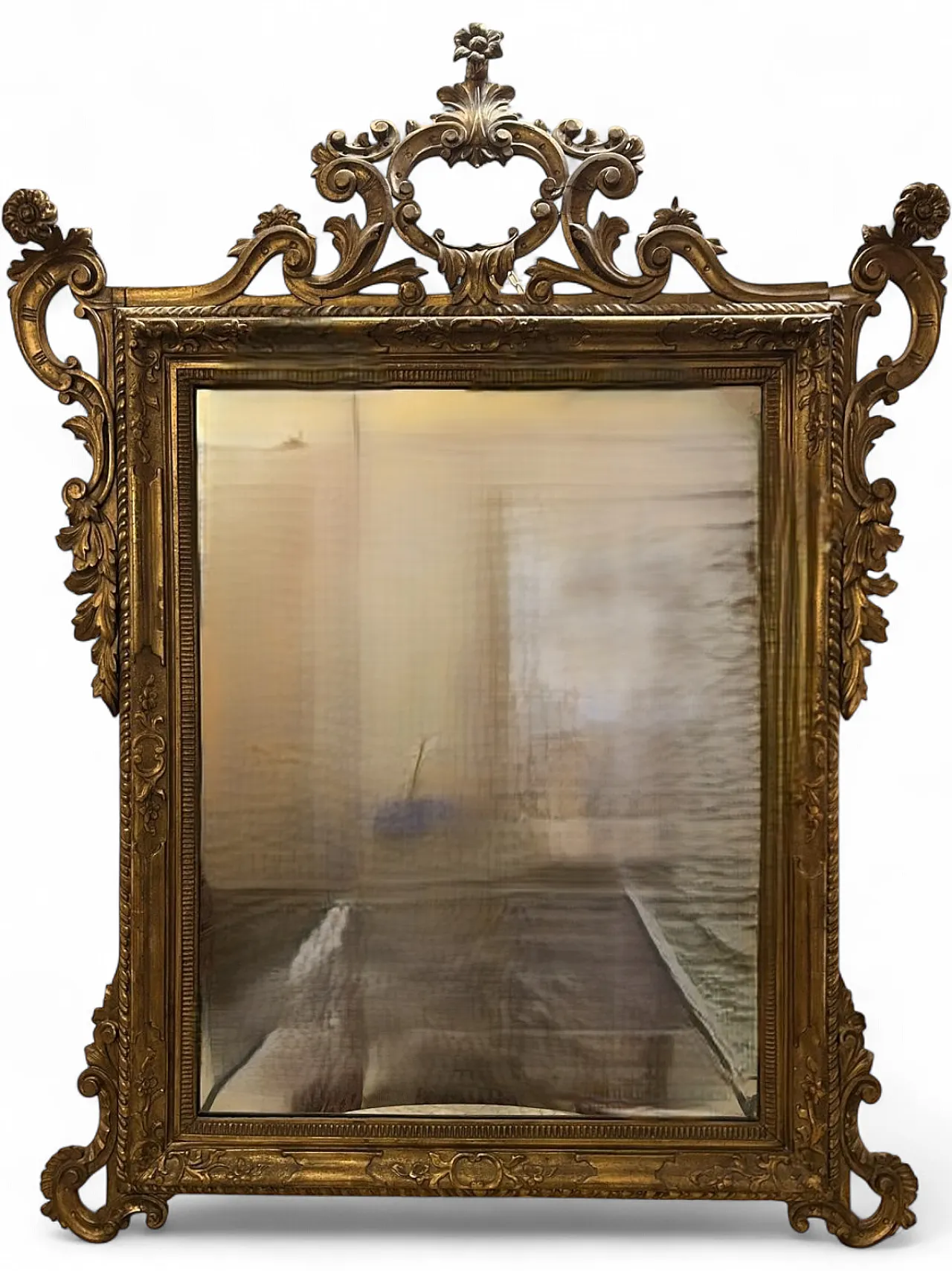 Specchiera Luigi Filippo in legno dorato e intagliato, '800 16