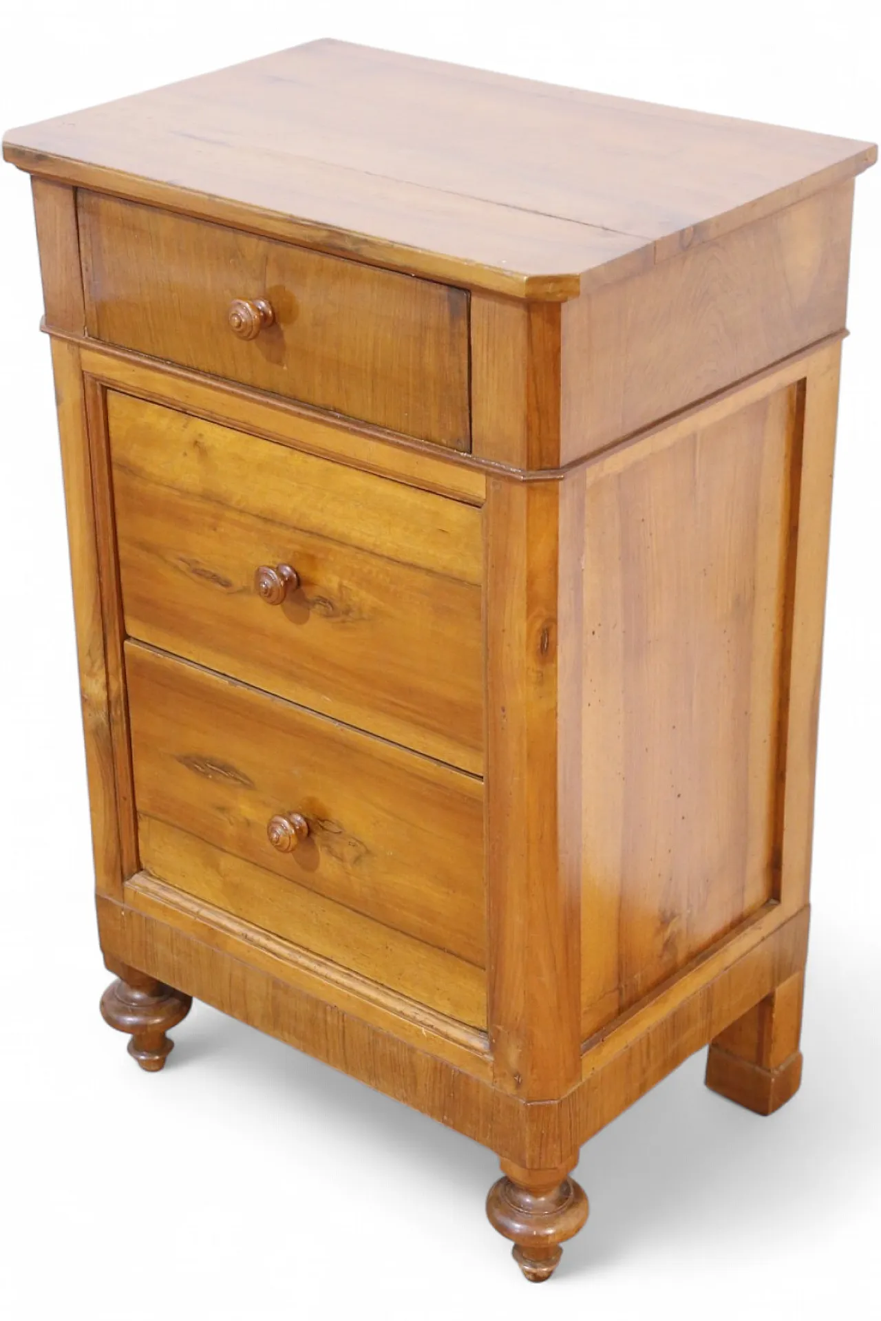 Louis Philippe French solid walnut bedside table, 19th century 24