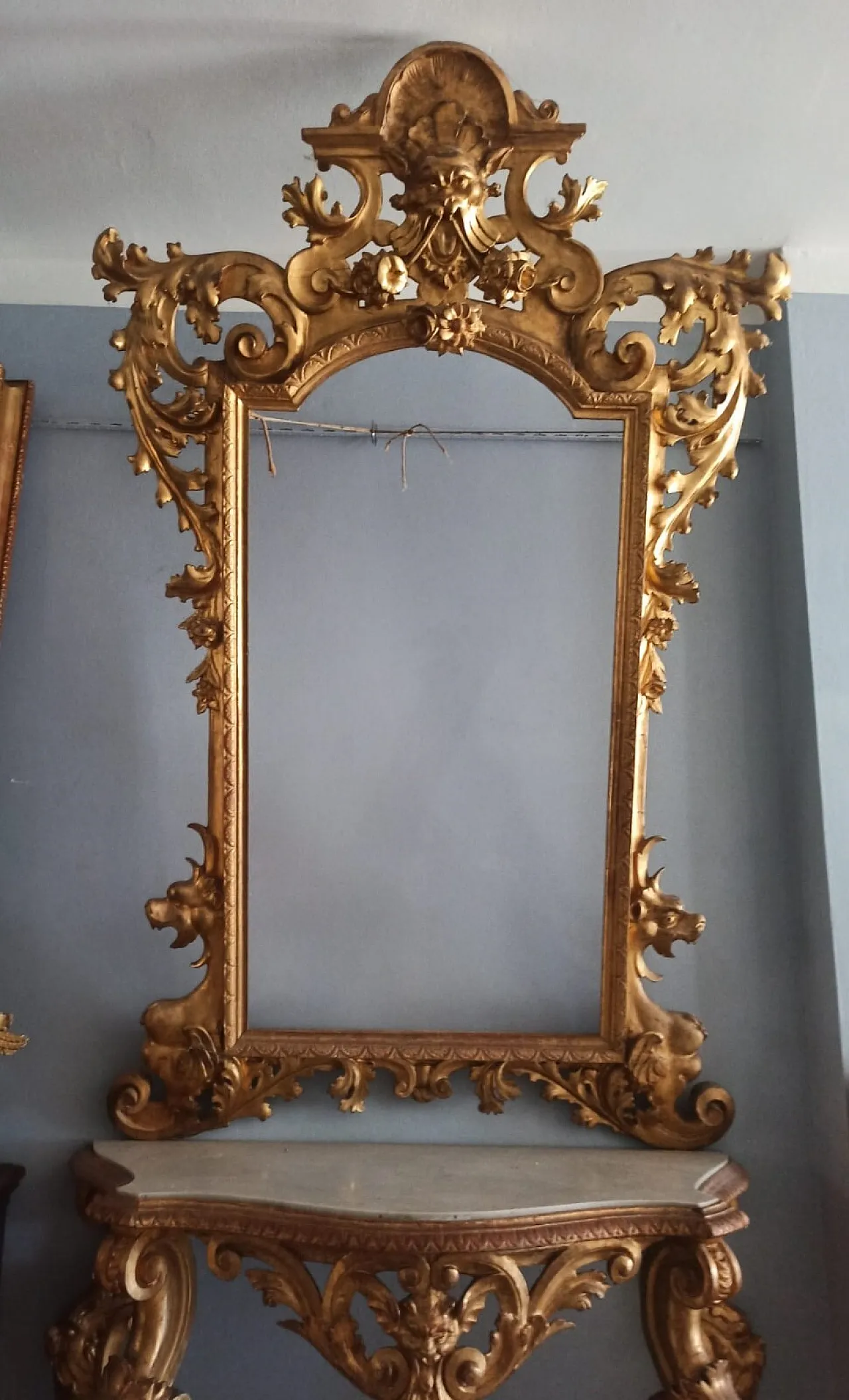 Console with mirror gilded wood, 19th century 2
