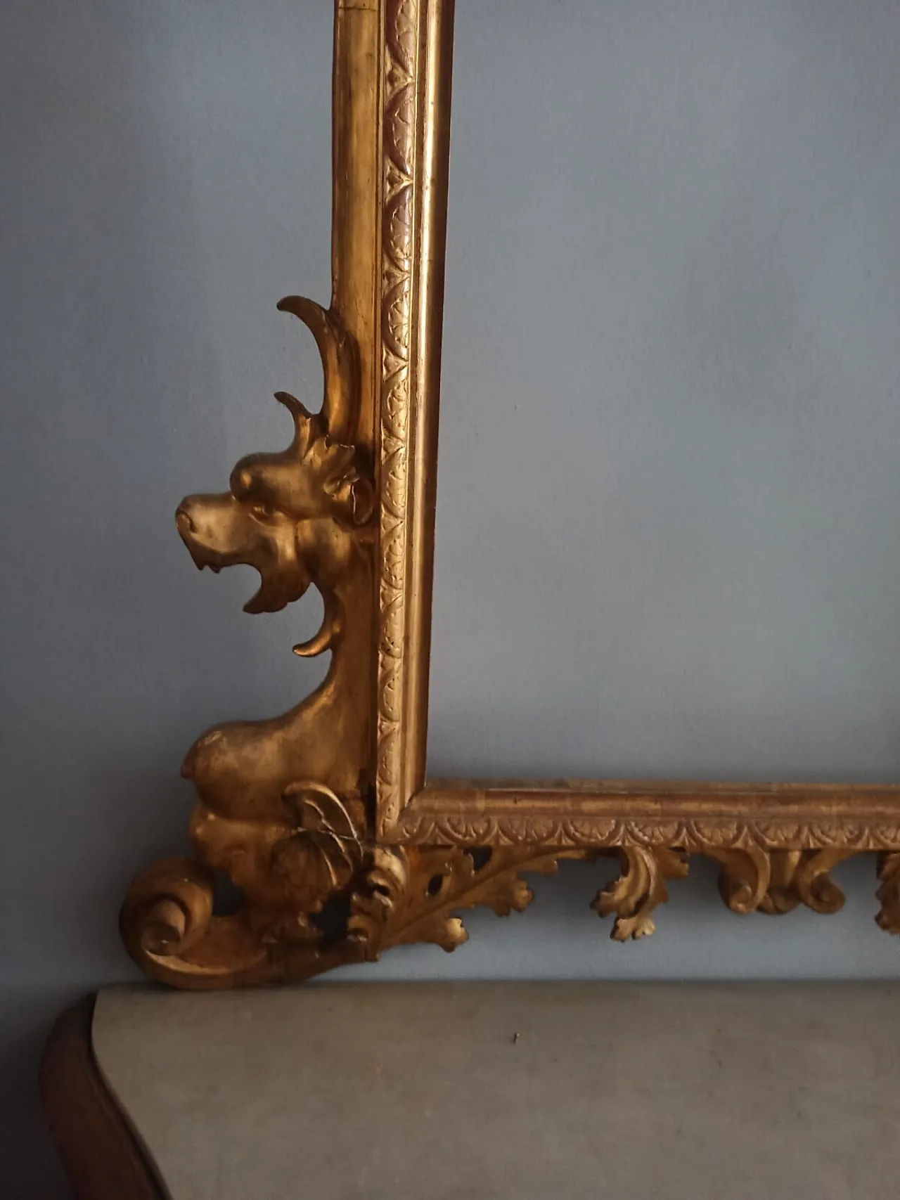 Console with mirror gilded wood, 19th century 4