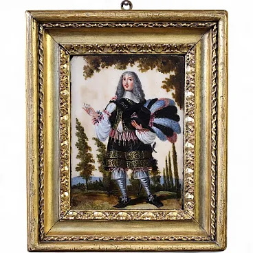 Ritratto di nobiluomo, dipinto ad olio su marmo, '600