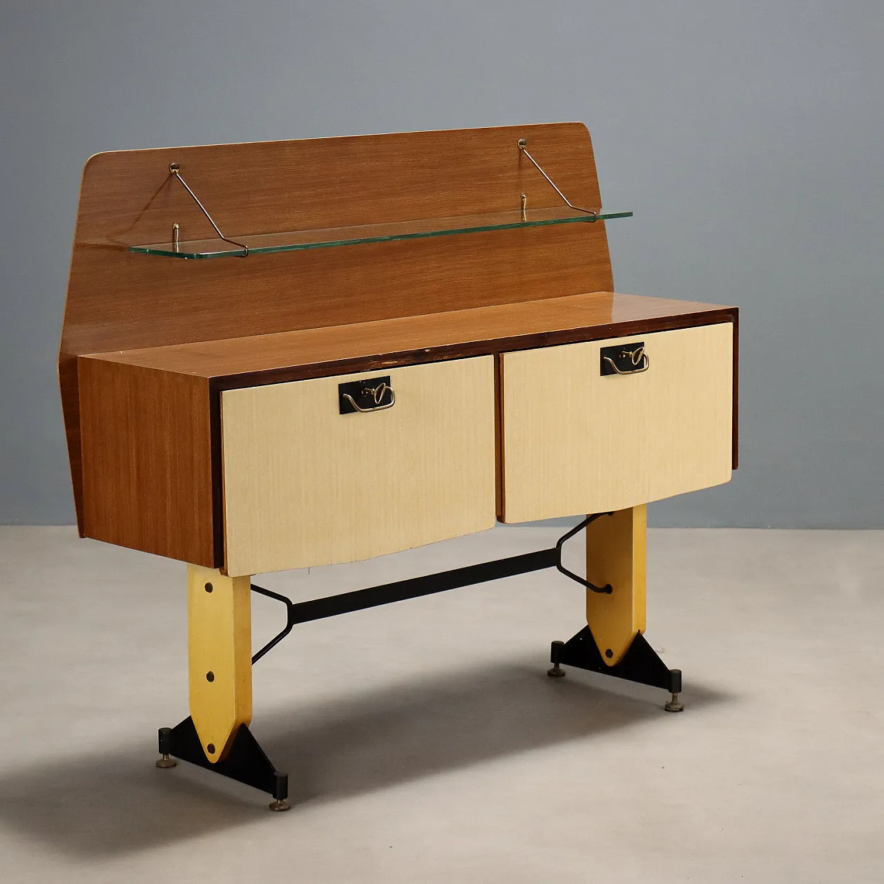 Two-tone laminate furniture, wood and lacquered metal, 20th century 1