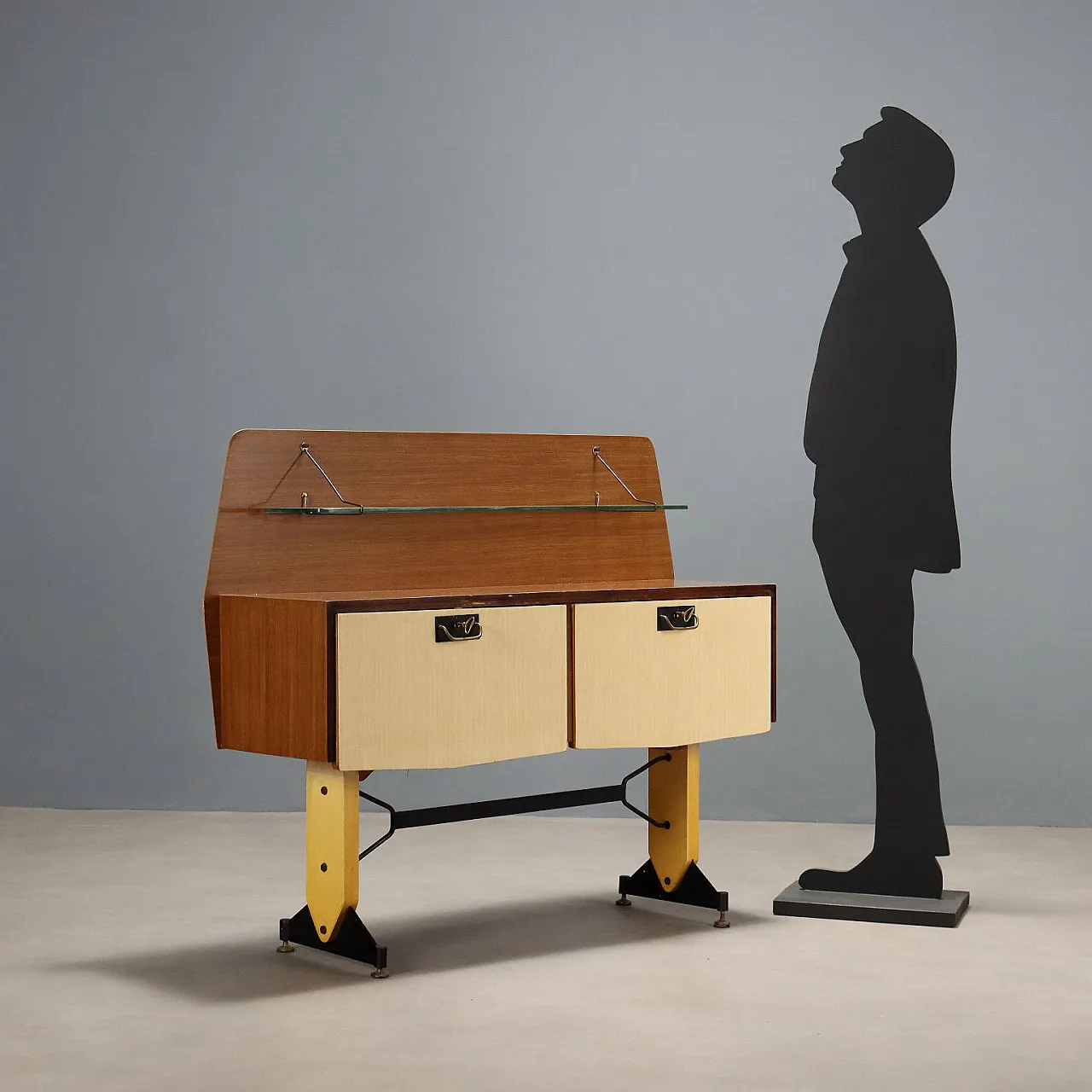 Two-tone laminate furniture, wood and lacquered metal, 20th century 2