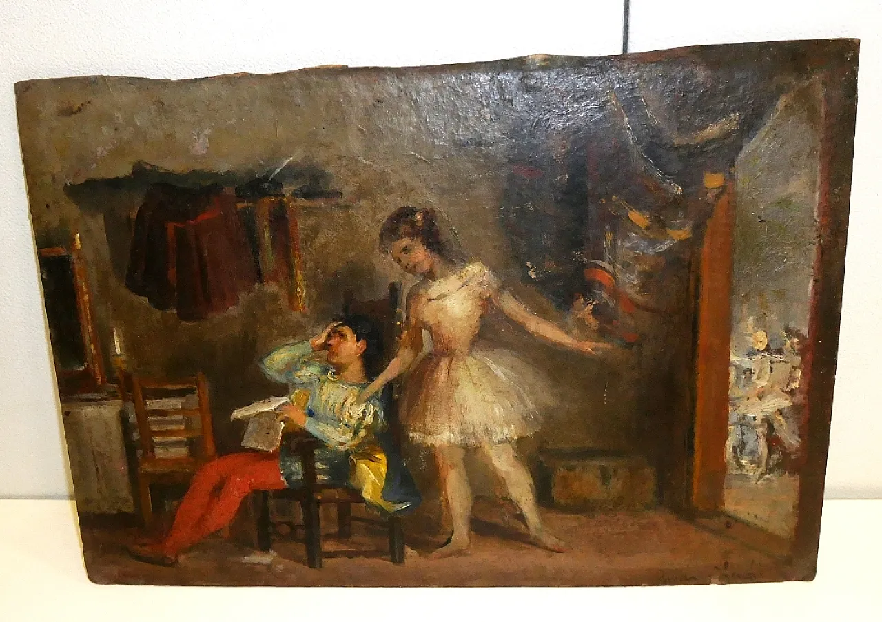 Fanciulli alla prova di recita di Albano Lugli pittore emiliano, '800 12