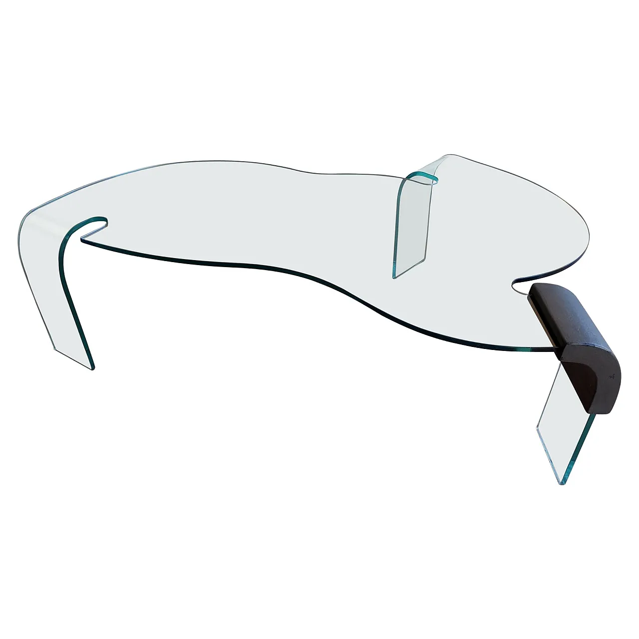 Tavolino scultoreo in vetro curvato di FIAM Italia, anni ‘80 1