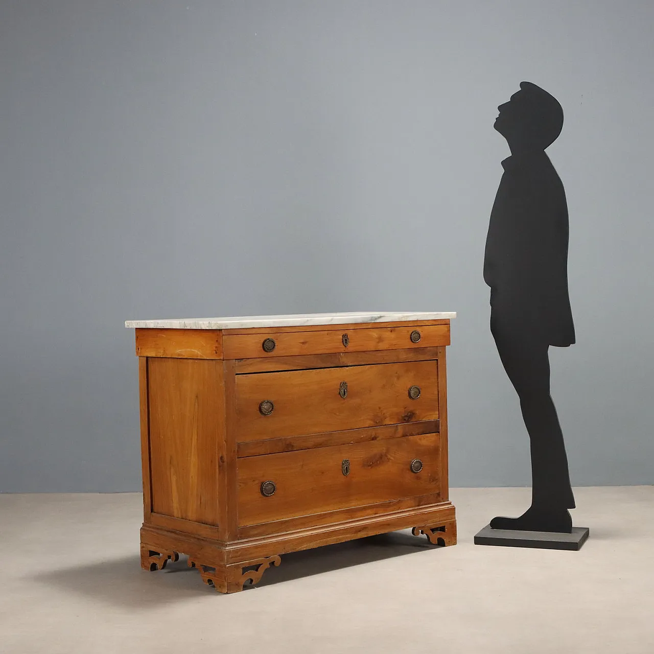 Cassettone in ciliegio Coltiano e marmo bianco, '800 2