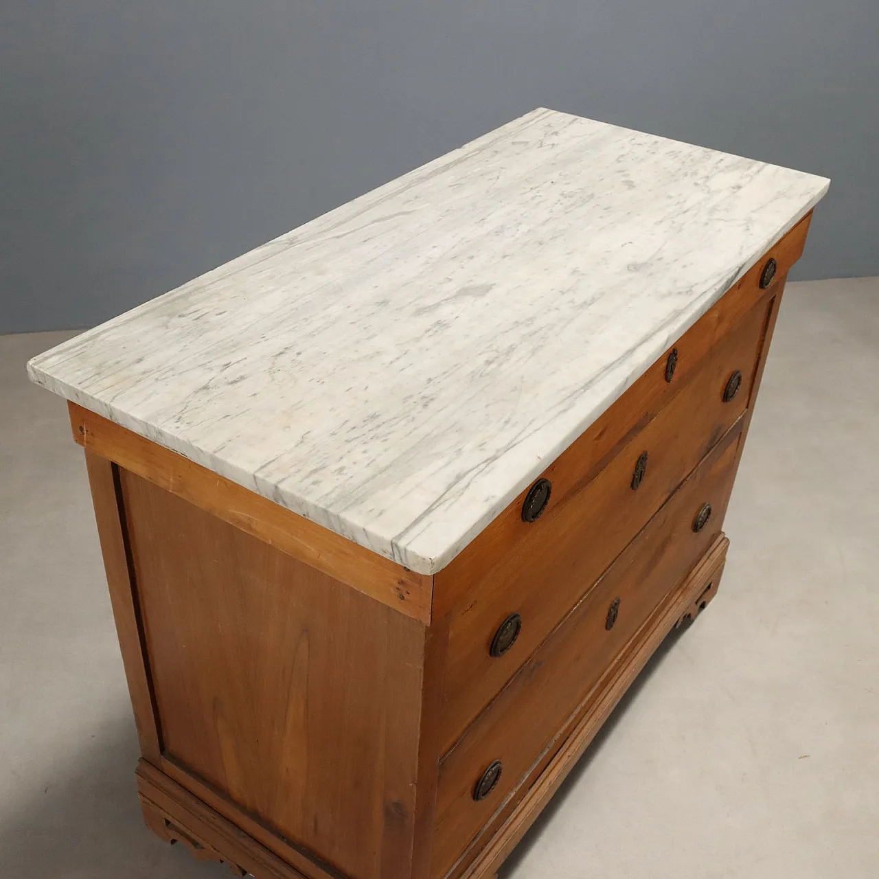 Cassettone in ciliegio Coltiano e marmo bianco, '800 3