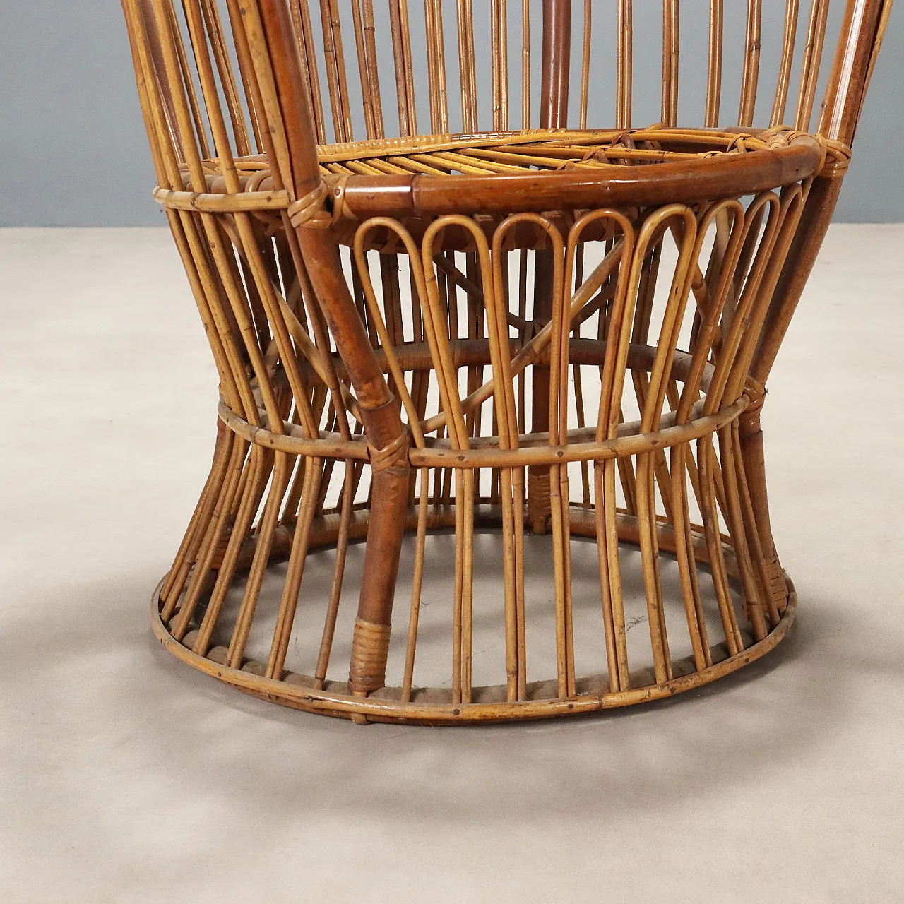 Pair of wicker chairs with armrests, 20th century 6