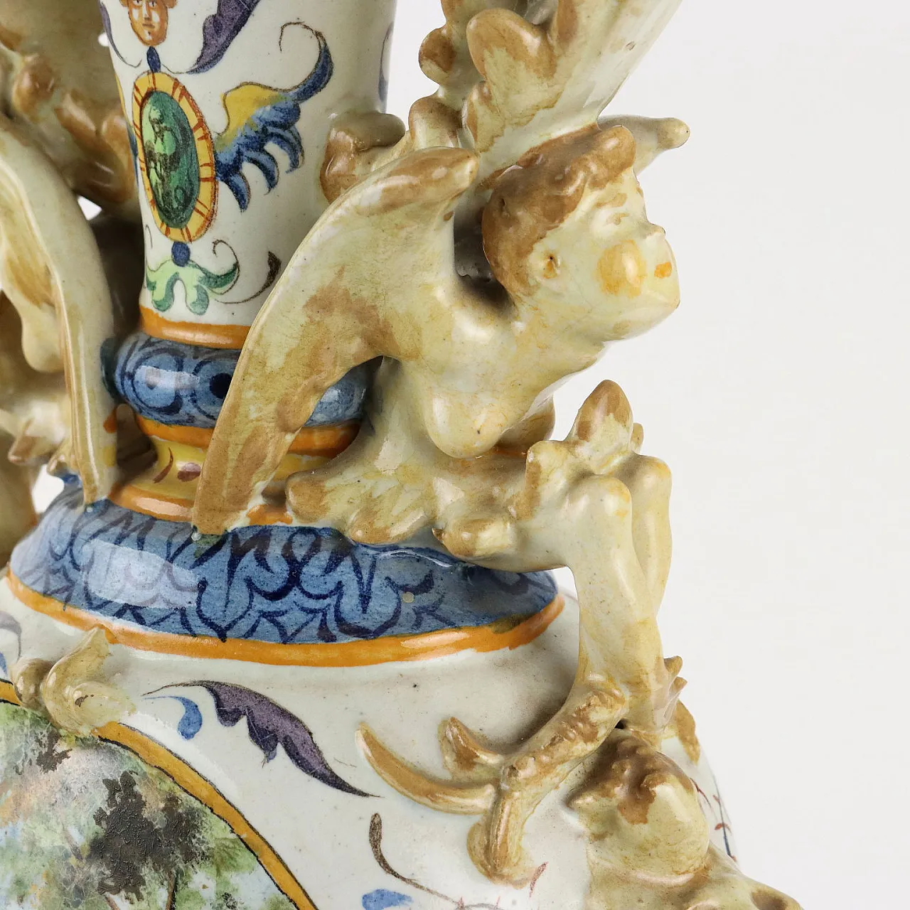 Coppia di anfore in maiolica, '800 9