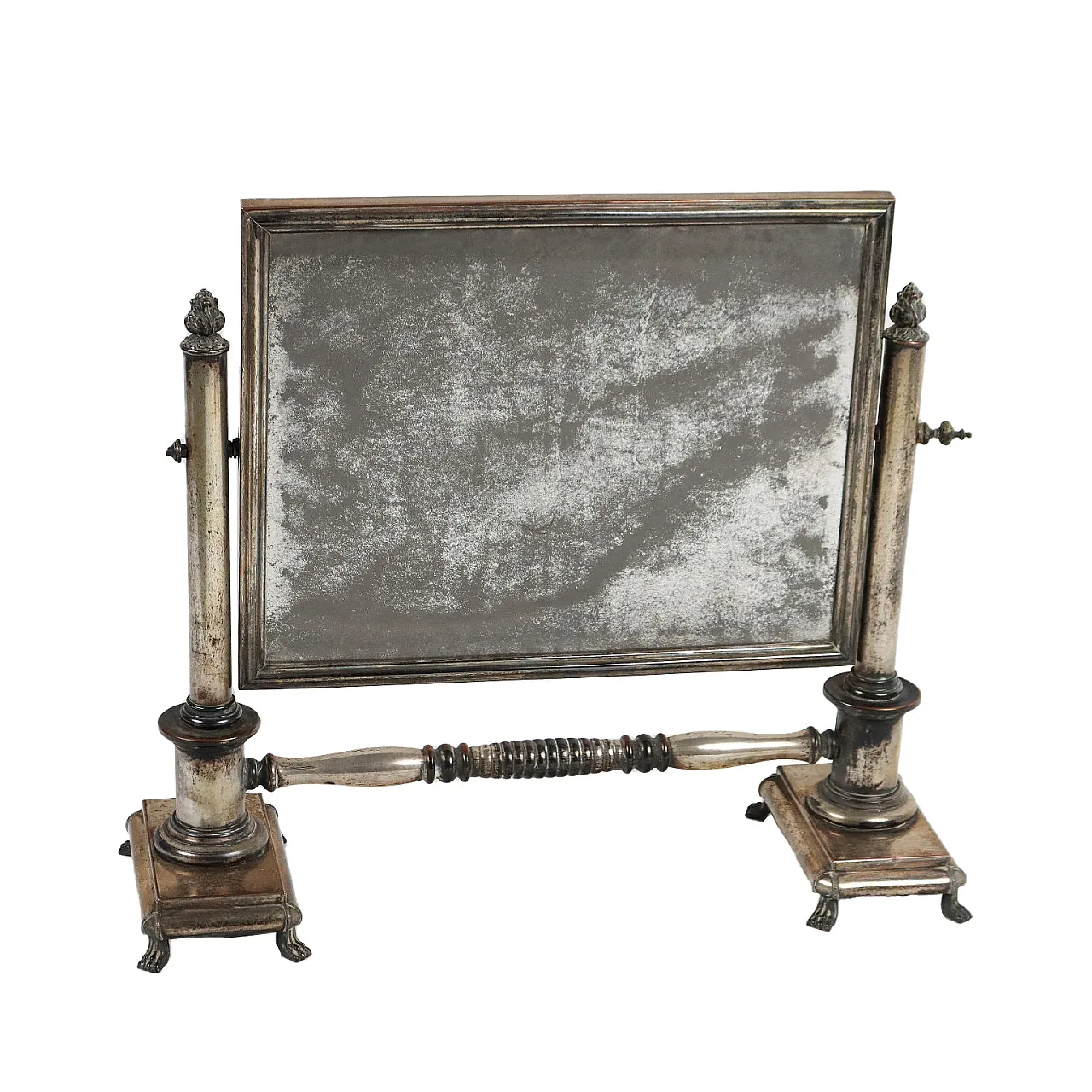 Silver-plated metal table mirror, mid-19th century 1