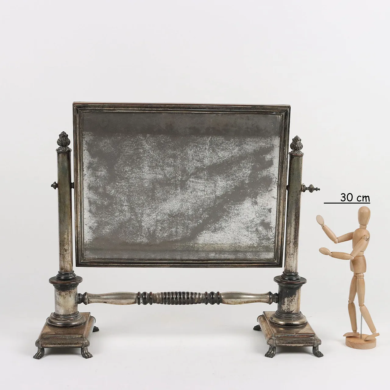Silver-plated metal table mirror, mid-19th century 2