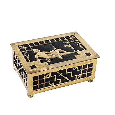 Scatola Art Decò in bronzo e tessuto, anni '20