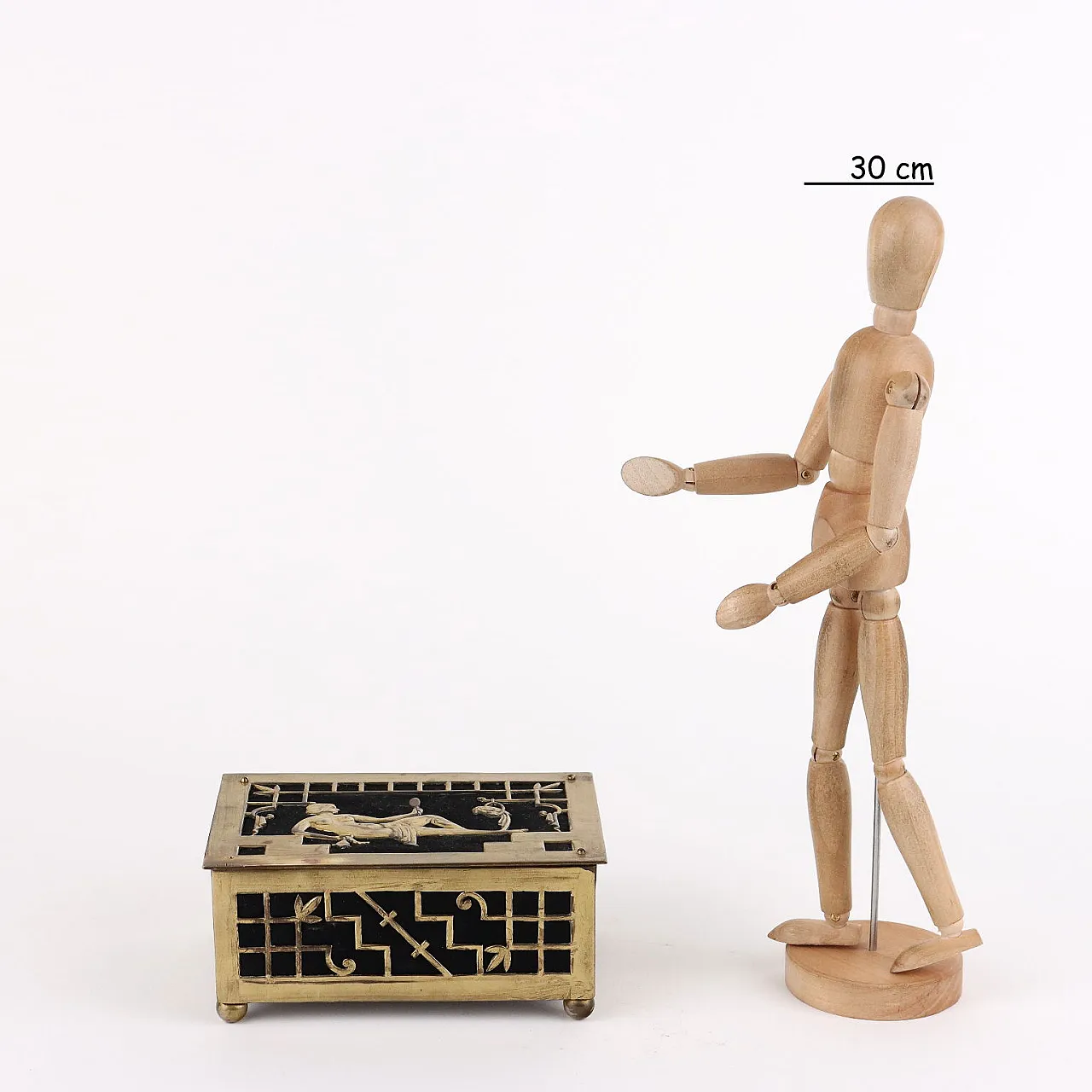 Scatola Art Decò in bronzo e tessuto, anni '20 2